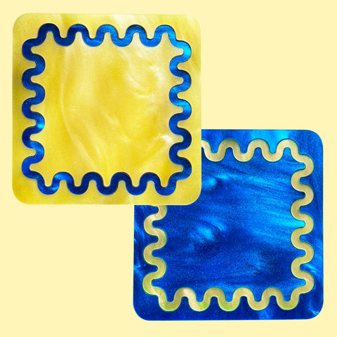 Set of 2 Wavy Marble Coasters