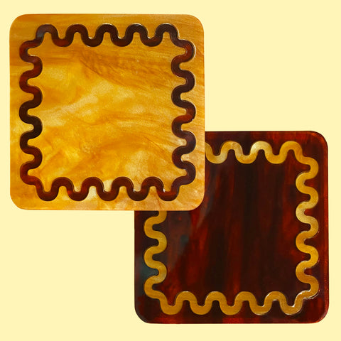 Set of 2 Retro Marble Coasters