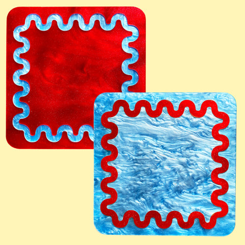 Set of 2 Wavy Marble Coasters
