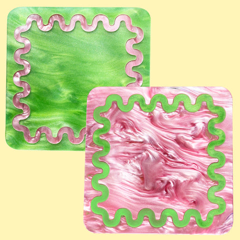 Set of 2 Wavy Marble Coasters