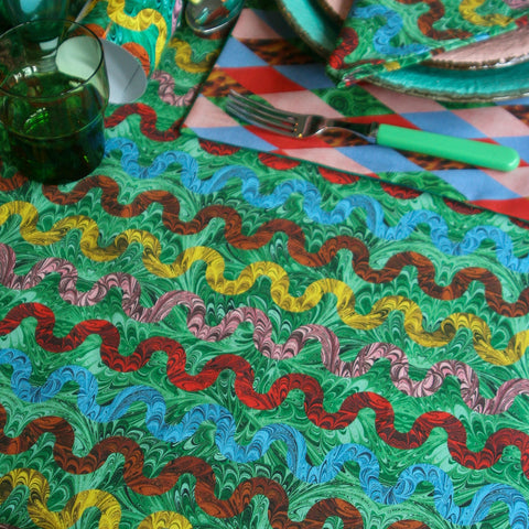 Marble Rainbow Wave Tablecloth